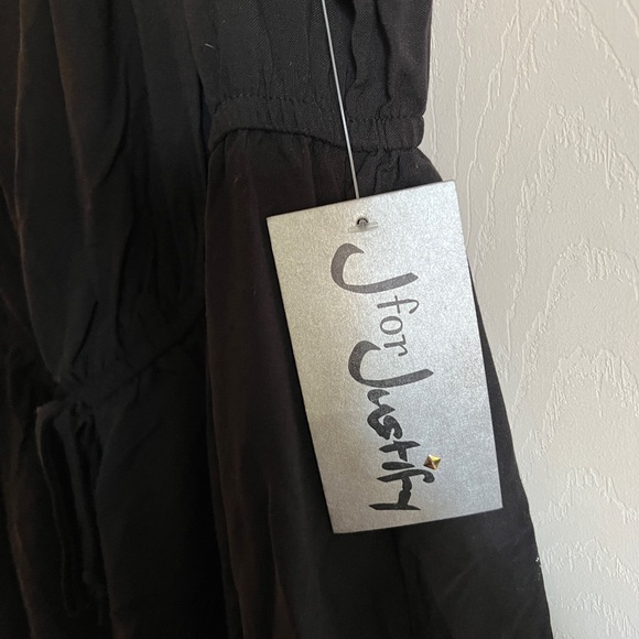 J for justify black with red embroidered roses hi low dress - Picture 5 of 8